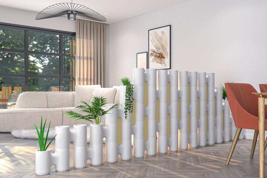 Freestanding room divider white and yellow